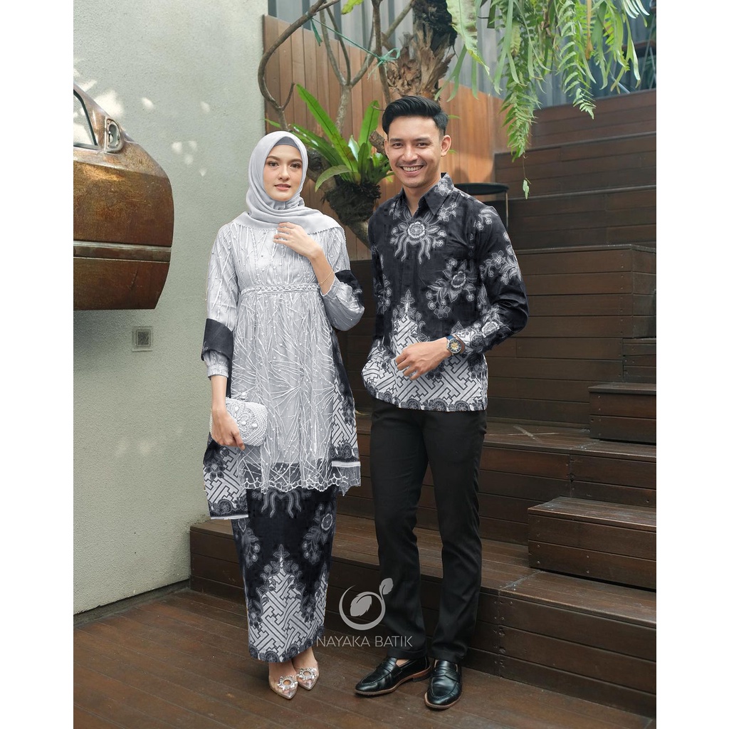 SET BATIK COUPLE BELINDA - COUPLE TUNIK TULLE PREMIUM - KEBAYA COUPLE KONDANGAN LAMARAN TUNANGAN - KEBAYA MODERN - BAJU COUPLE BATIK WISUDA
