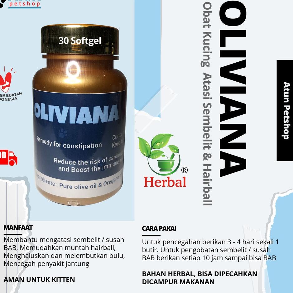[KODE PRODUK HGR9V4247] Obat Sembelit Kucing Susah BAB Herbal Oliviana 30 Softgel