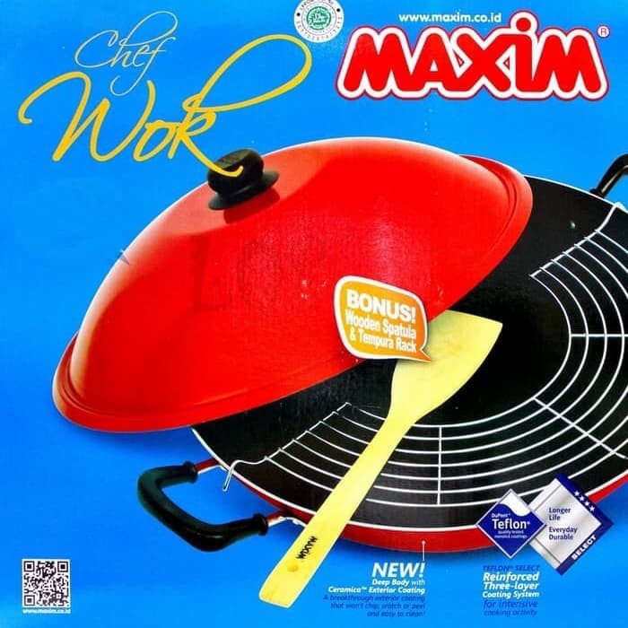 MAXIM CHEF 40 cm WOK - Wajan Teflon Anti Lengket / Kuali 40 Cm