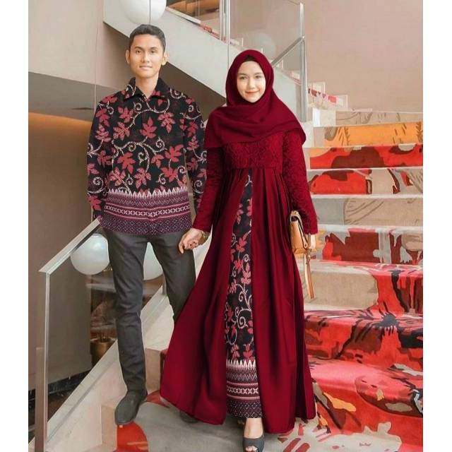 BAJU GAMIS BAJU BATIK CP SARWENDAH RA MAROON GAMIS BATIK