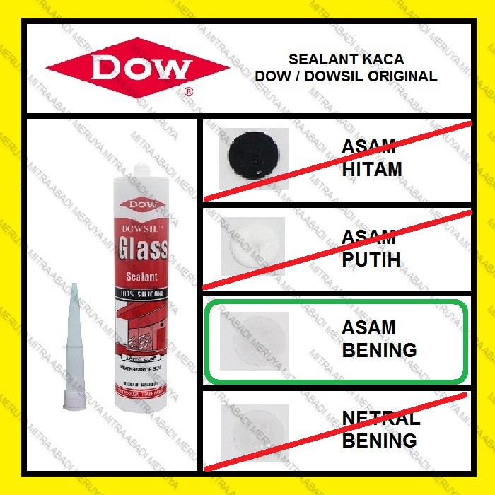 

Lem Kaca Aquarium Dow Corning Asam Clear Bening Lem Silicone Sealant
