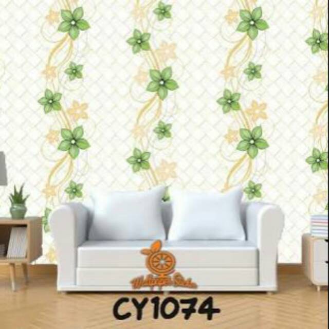 Wallpaper Dinding Motif Ranting Daun Hijau Ukuran 10 Meter x 45 CM