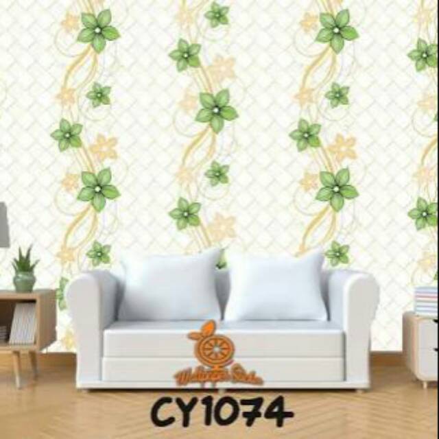 Wallpaper Dinding Motif Ranting Daun Hijau Ukuran 10 Meter x 45 CM