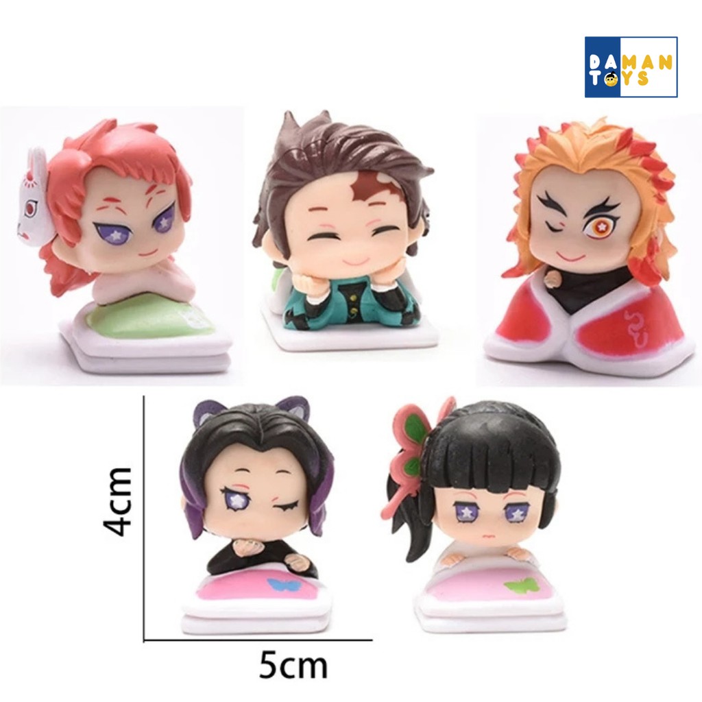 Action Figure Kimetsu No Yaiba Demon slayer Set 5 Sleep Chibi Tanjiro Zenitsu Nezuko Hashira Inosuke