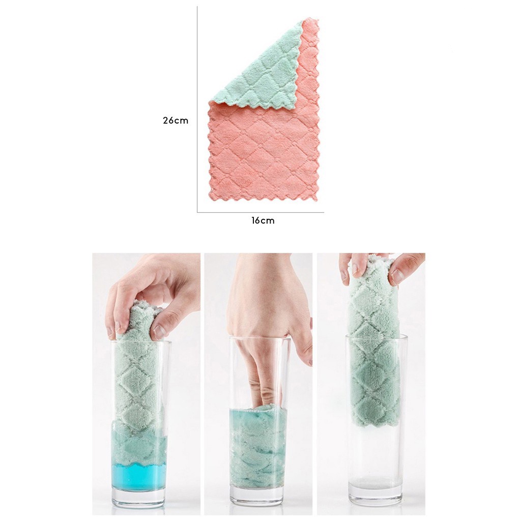 [1 PCS] Kain Lap Anti Minyak Lap Piring Dapur Meja Microfiber Cuci Hand Towel Mini