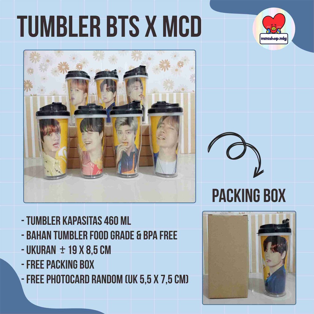 (FREE BOX) TUMBLER BTS X MCD UNOFFICIAL - BOTOL MINUM BTS