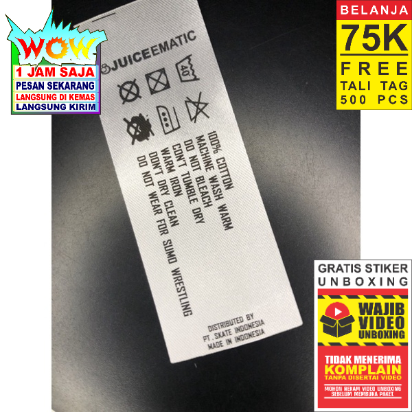 

JUICEEMATIC CARE LABEL WASHING TAG SUPER PREMIUM CO 1X DI KIRIM 600PCS