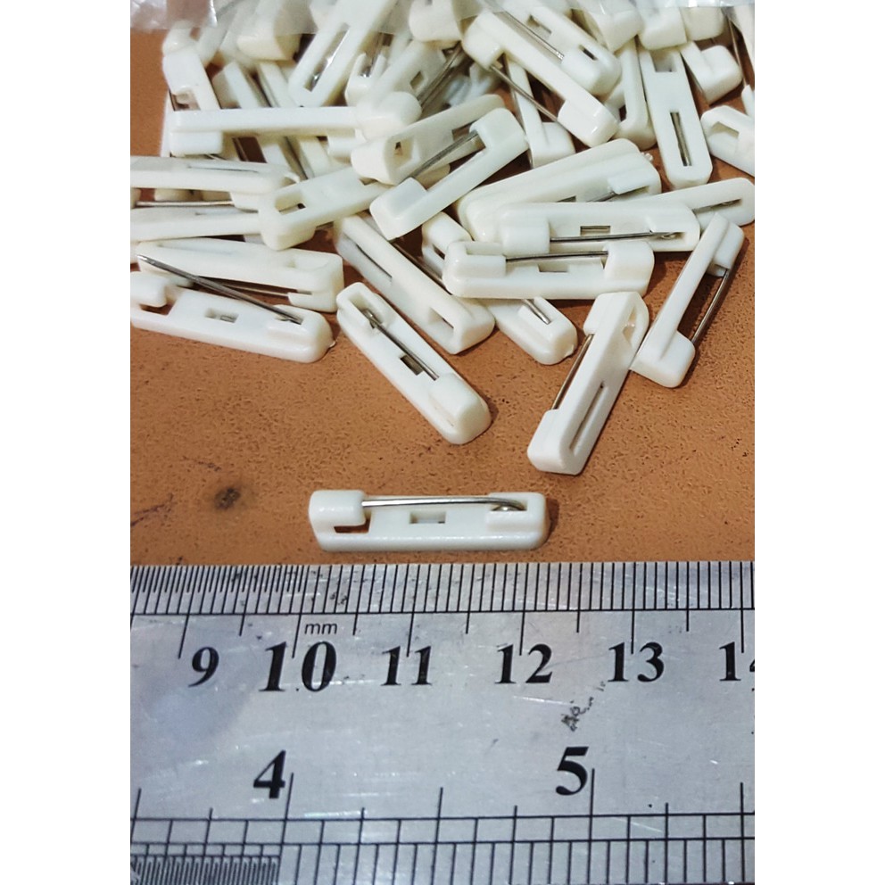 

2cm Peniti Plastik Bros Pin Nama Dada Nametag Name tag Putih