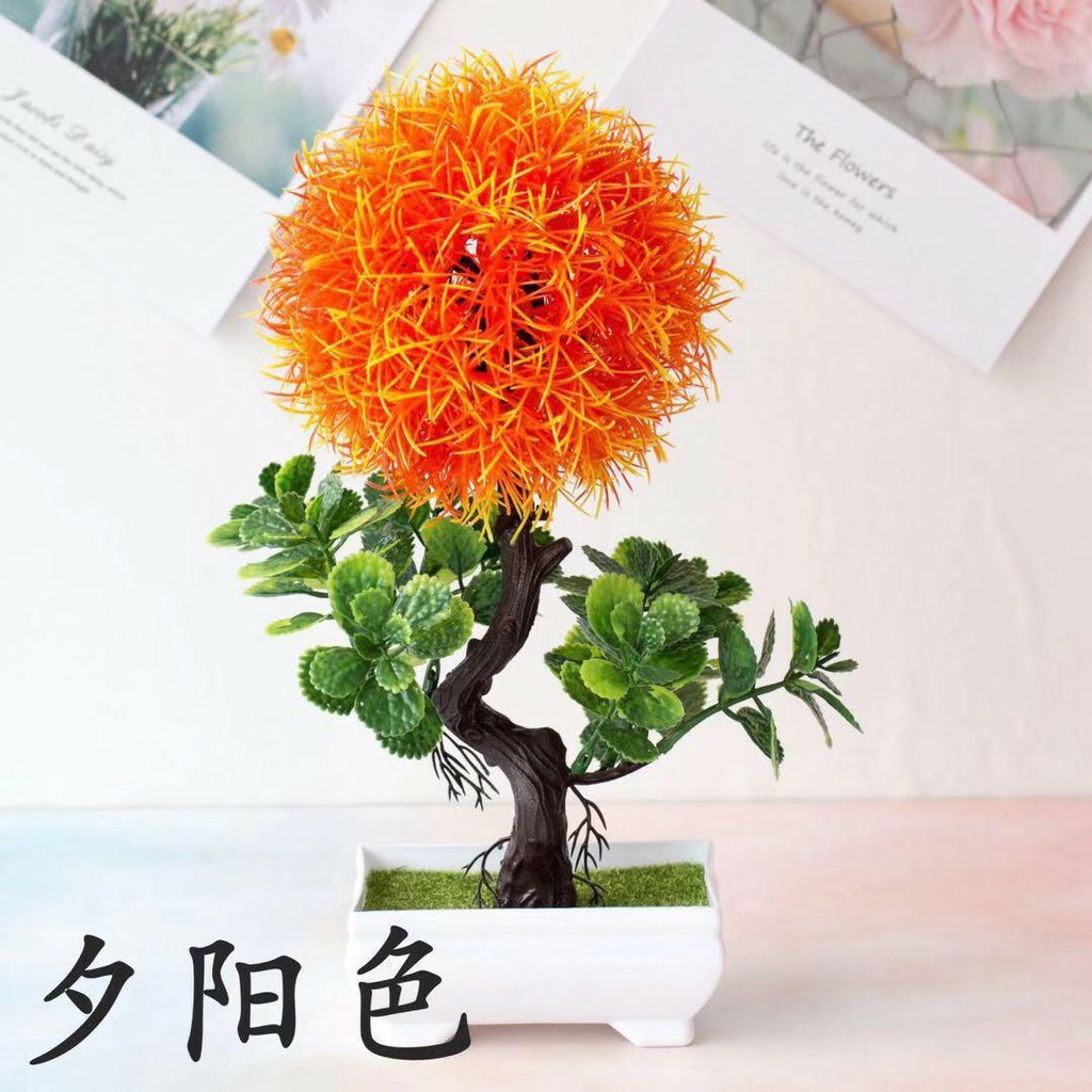 COD BUNGA PLASTIK BUNGA PAJANGAN IMITASI BUNGA ARTIFISIAL BUNGA BONSAI TANAMAN HIAS PLASTIK  BP8818-ORANGE