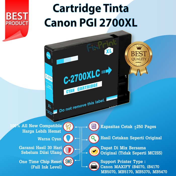 1 Satu SET CMYK Cartridge Tinta Canon PGI 2700XL 2700 XL PGI2700XL