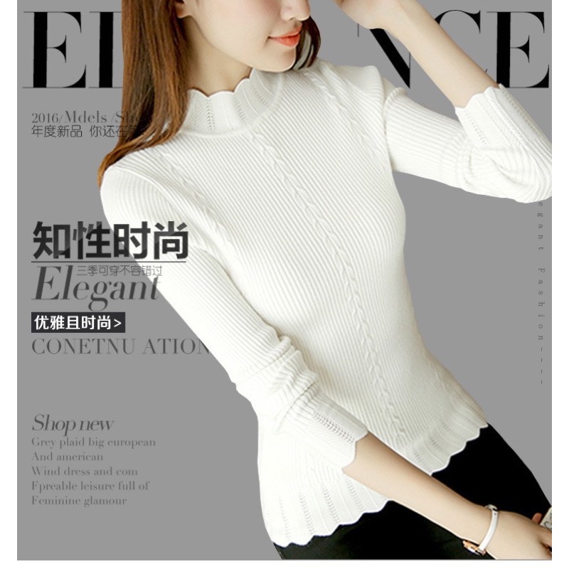 Woman Knit Sweater Premium ( Blus Rajut Wanita Kerah Tinggi )
