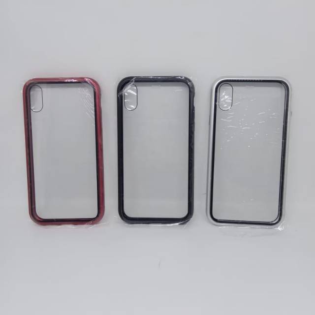 Case Magnetic Double Glass Iphone XR Premium Case 2in1 Double Glass Magnetik Case