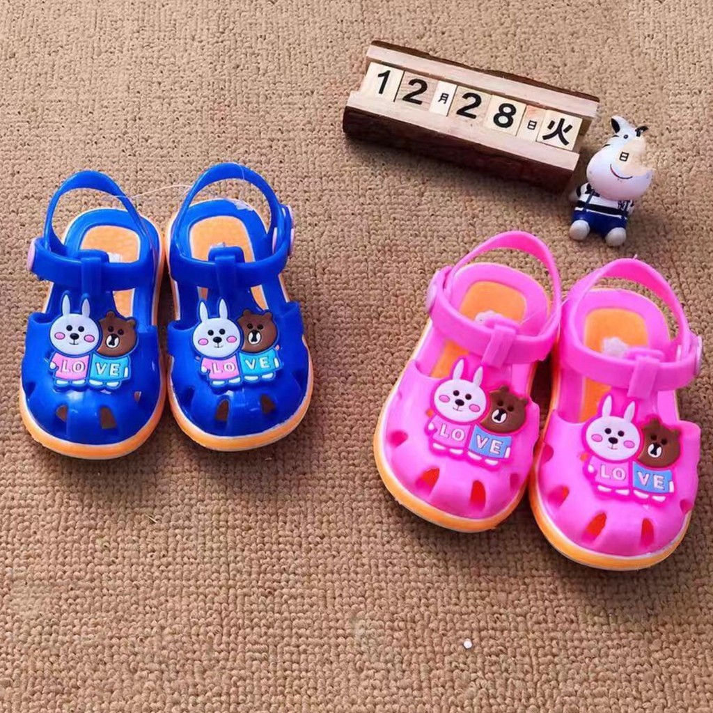 HappyOliver LOVING BEAR Sandal Anak Laki Laki Perempuan Bahan Karet Model Lucu 0-5 Tahun Import