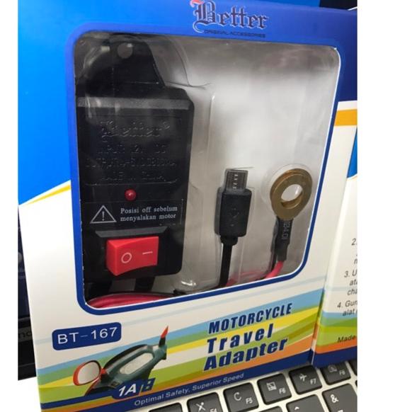 Trendy Charger aki motor BETTER BT-167 / charger hp dimotor buat ,.