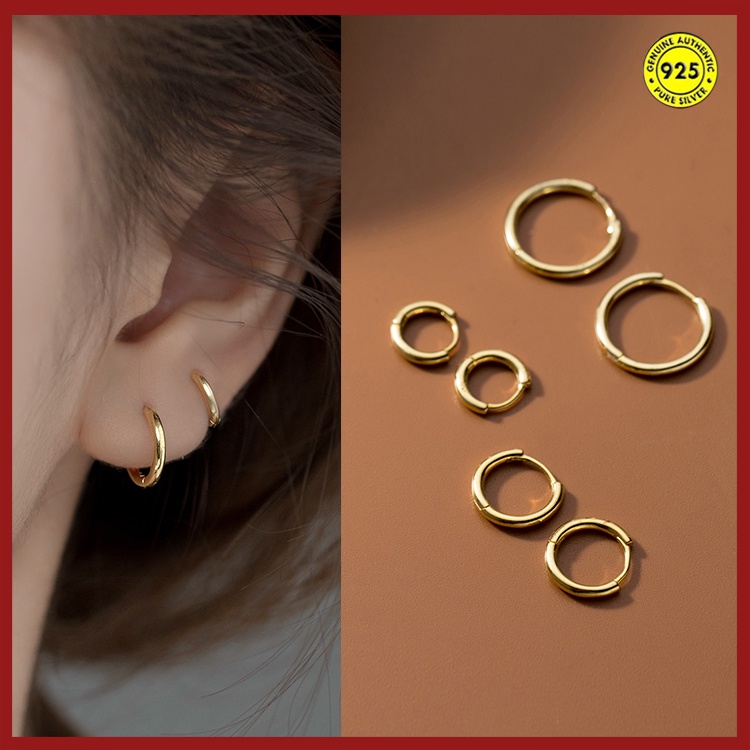 18K Gold Earrings Female Fashion S925 Silver