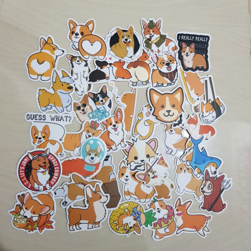 

Stiker Desain Kartun Corgi Bahan Pvc Anti Air Untuk Laptop Skateboard Cangkir Air