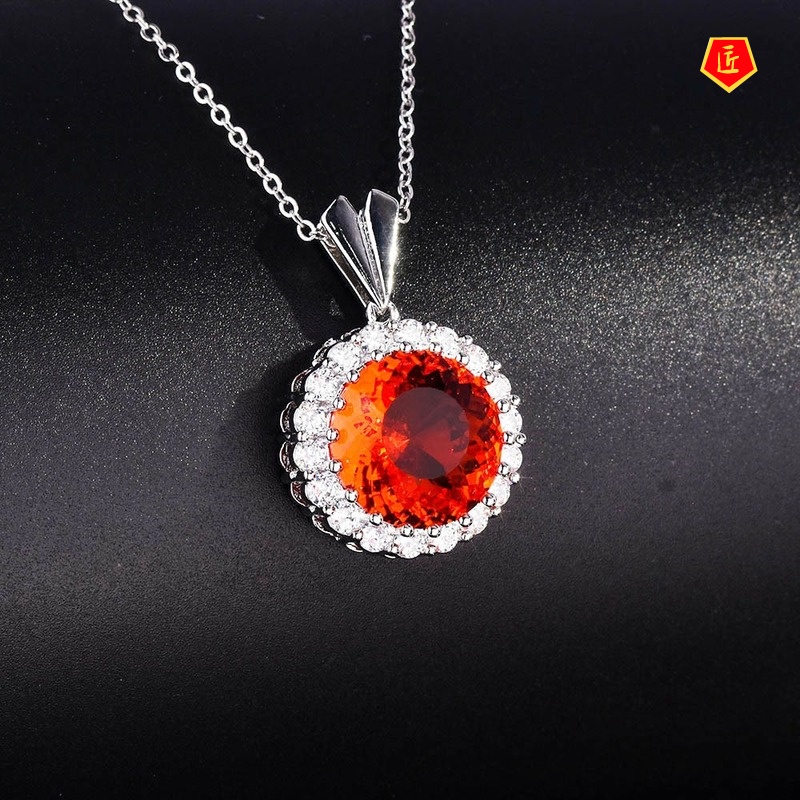 [Ready Stock]Colored Gems Pendant European and American Luxury Emerald Zircon Necklace for Women