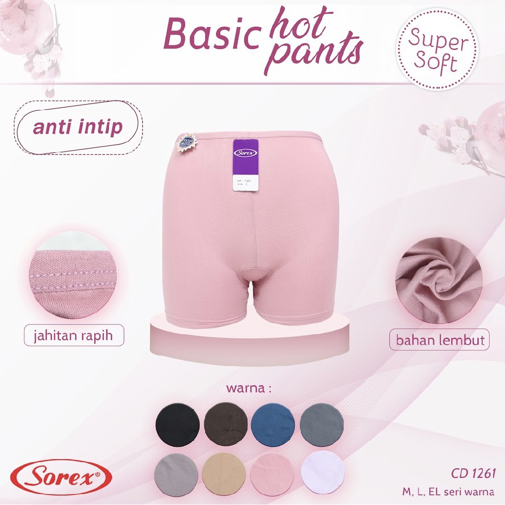 CELANA DALAM BOXER SEGIEMPAT WANITA SUPER SOFT SOREX 1261 &amp; 1262 (BAHAN SUPERSOFT 1239 VERSI BOXER)