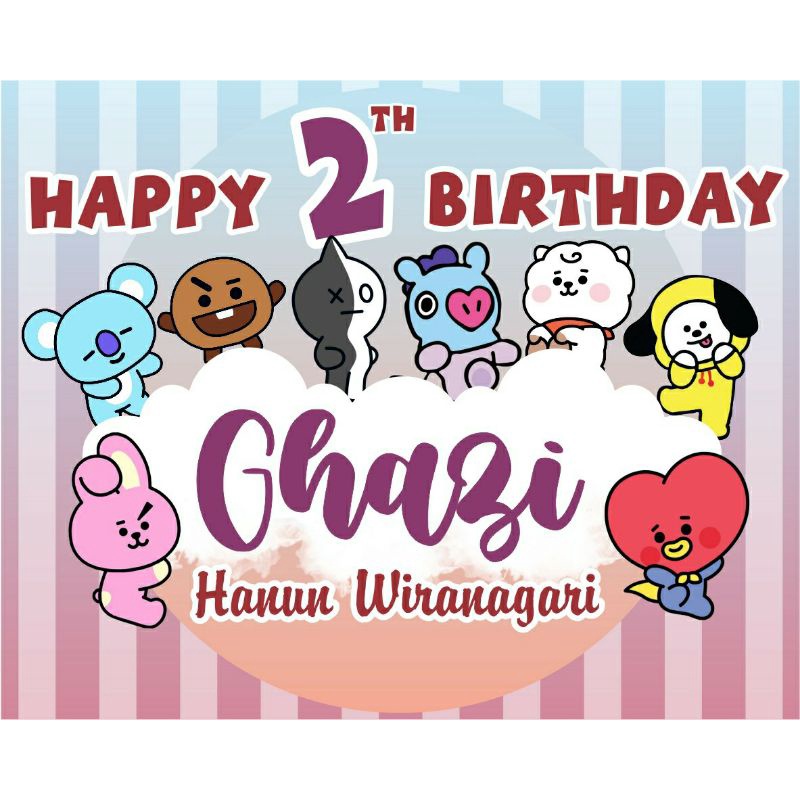 

Sticker Ulang Tahun Anak Tema BT21 1Pack isi 10pcs
