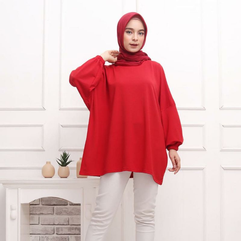 ATASAN BLOUSE WANITA BATWING JUMBO BIGSIZE OVERSIZE BABYTERRY SPANDEX - 1781-4