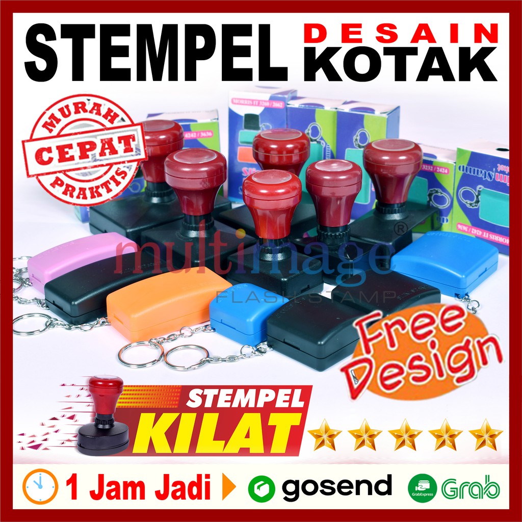 Stempel KOTAK Stempel Custom Logo Stempel Tinta Otomatis Stempel Cap Tinta | Stempel Flash Custom