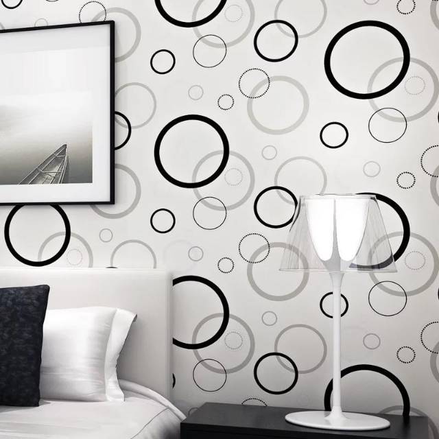 WALLPAPER DINDING MOTIF POLKADOT HIJAU UNGU BIRU HITAM 45 CM X 10 METER