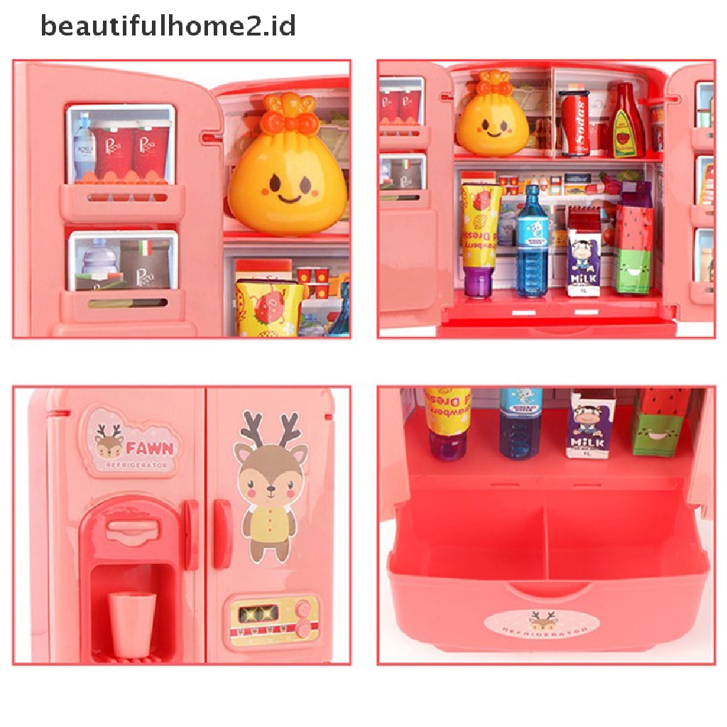 (Beautifulhome2.Id) 1 Set Mainan Kulkas Mini Untuk Anak Bermain Peran