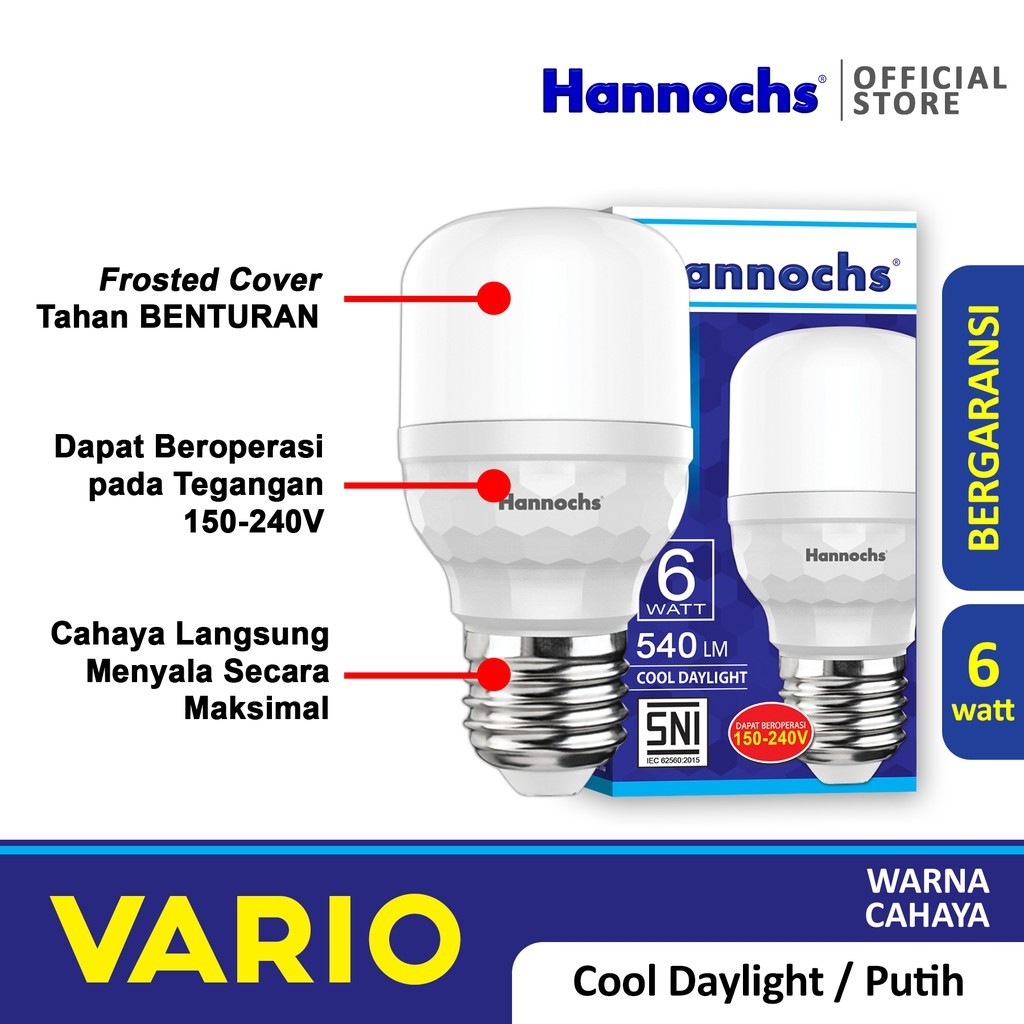 Hannochs Lampu LED Vario 6 Watt Cahaya Putih