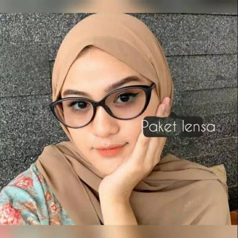 PAKET PHOTOCROMIC Kacamata Minus Cat Eye Kacamata Wanita Kacamata Anti