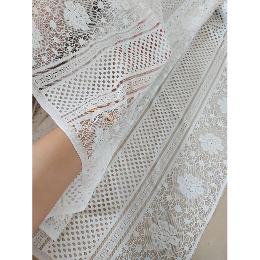 Kain Brukat Lace Royal Warna Broken White/Putih Tulang