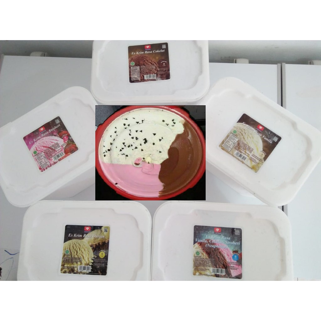 Es Krim Ice Cream Diamond Neapolitan Chip, Coklat, Vanilla, Stroberi dan Durian 8 Liter