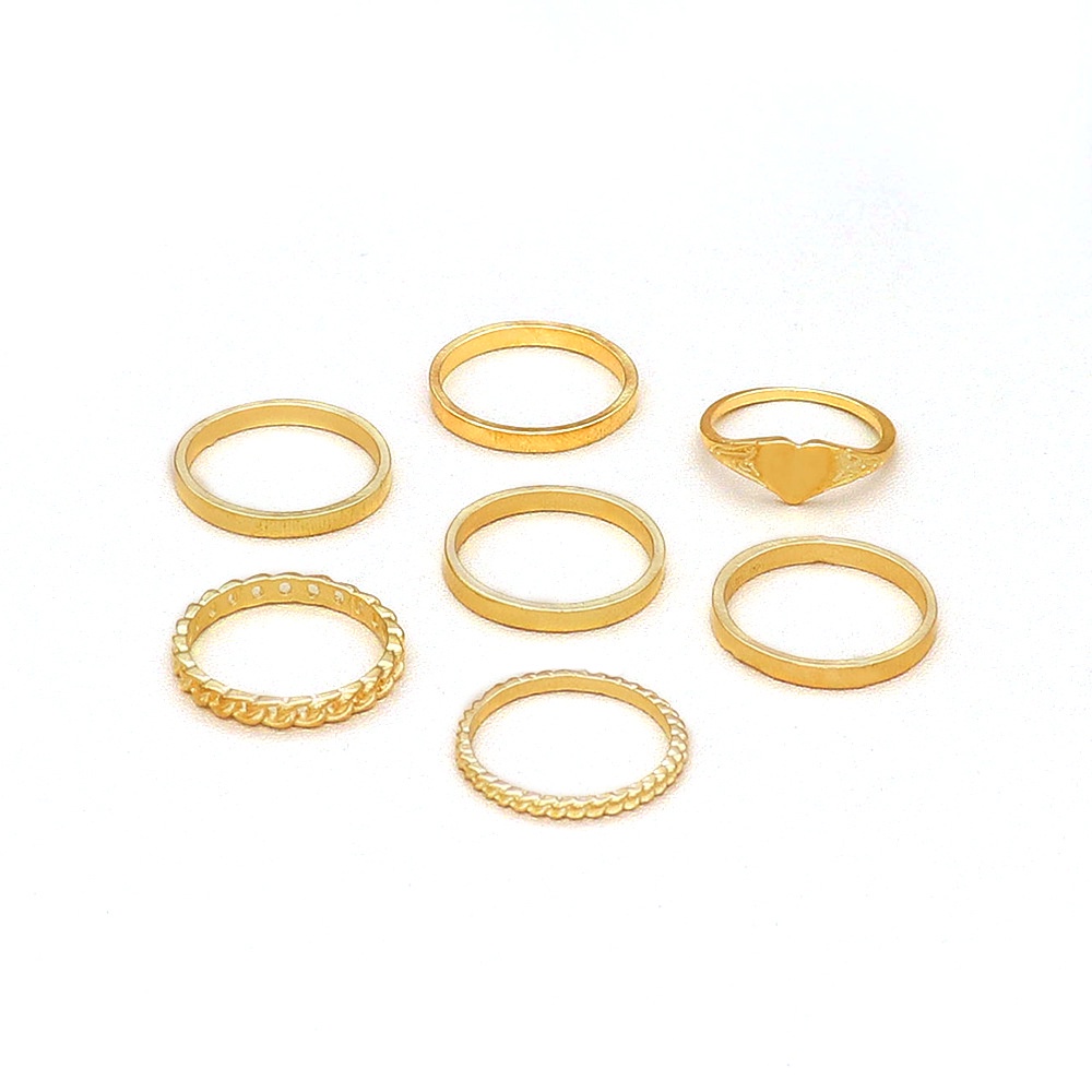 7 Pcs / set Cincin Geometris Gaya Eropa Dan Amerika