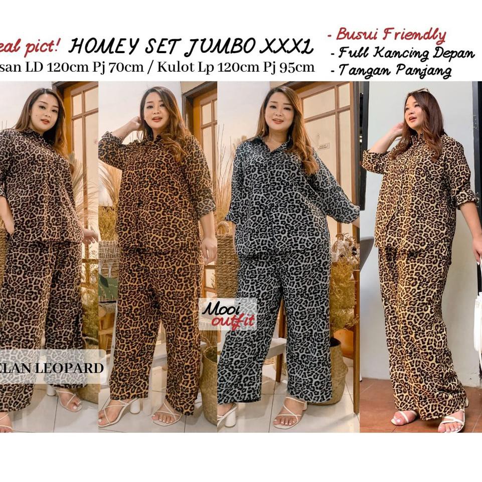 9.9 HOMEY SET JUMBO LEOPARD STELAN JUMBO KULOT STELAN SANTAI JUMBO XXXL BIG SIZE SET KULOT MACAN JUM