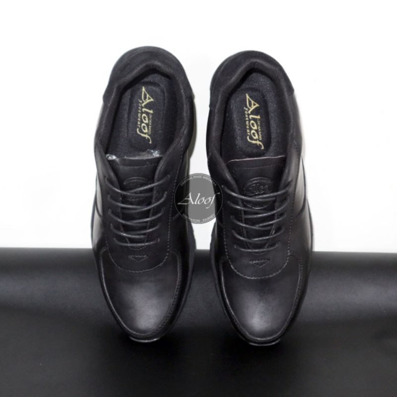 ALOOF LUTFI BLACK | Sepatu Sneakers Pria Original Kulit Asli Ringan Di pakai