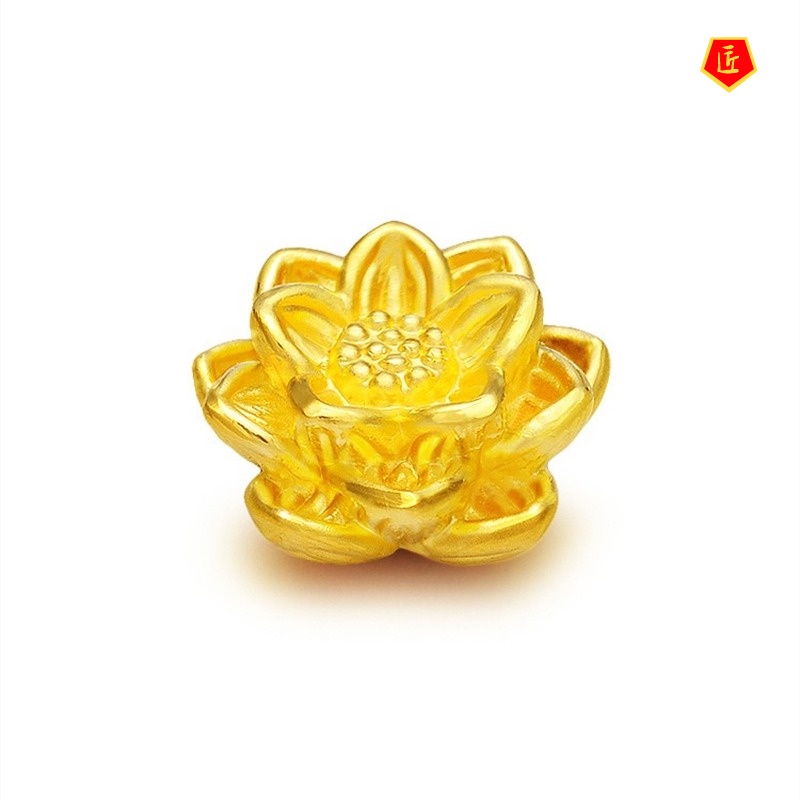 [Ready Stock]3D Golden Lotus Lucky Beads Bracelet Decorations