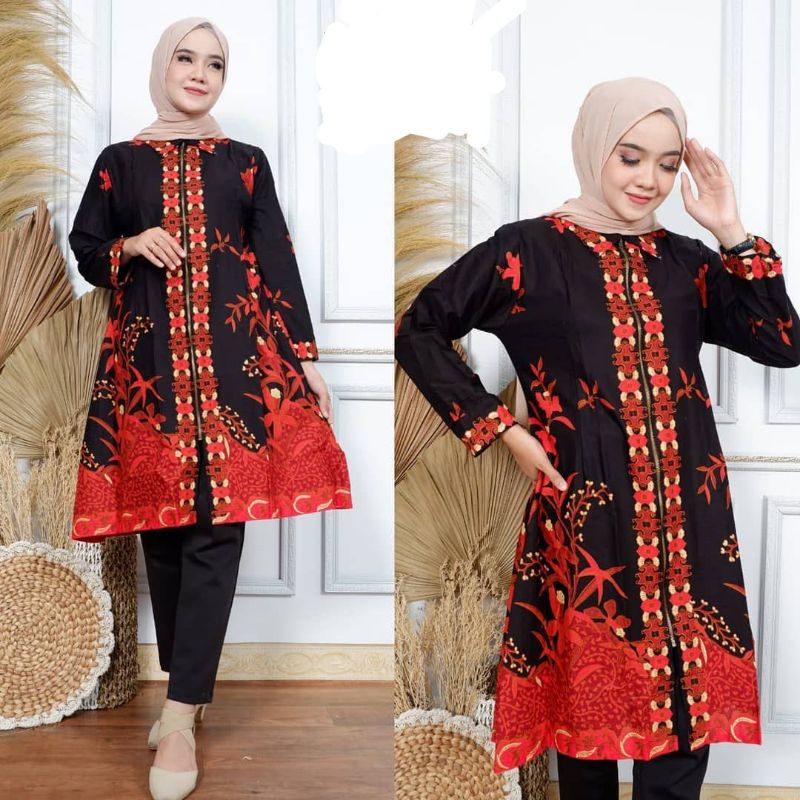 TUNIK BATIK // ATASAN BATIK WANITA JUMBO L-XXXL//BAJU BATIK WANITA//TUNIK PRIMIS UNGGUL JAYA//TUNIK 