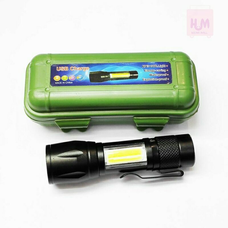 Senter Swat Mini COB Bisa Zoom Rechargeable USB SUPER TERANG