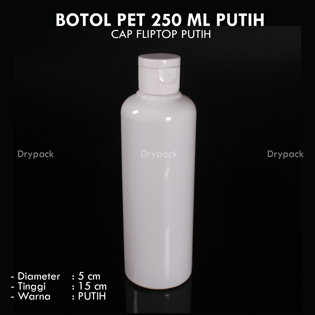 Botol PET 250 ML Putih Fliptop