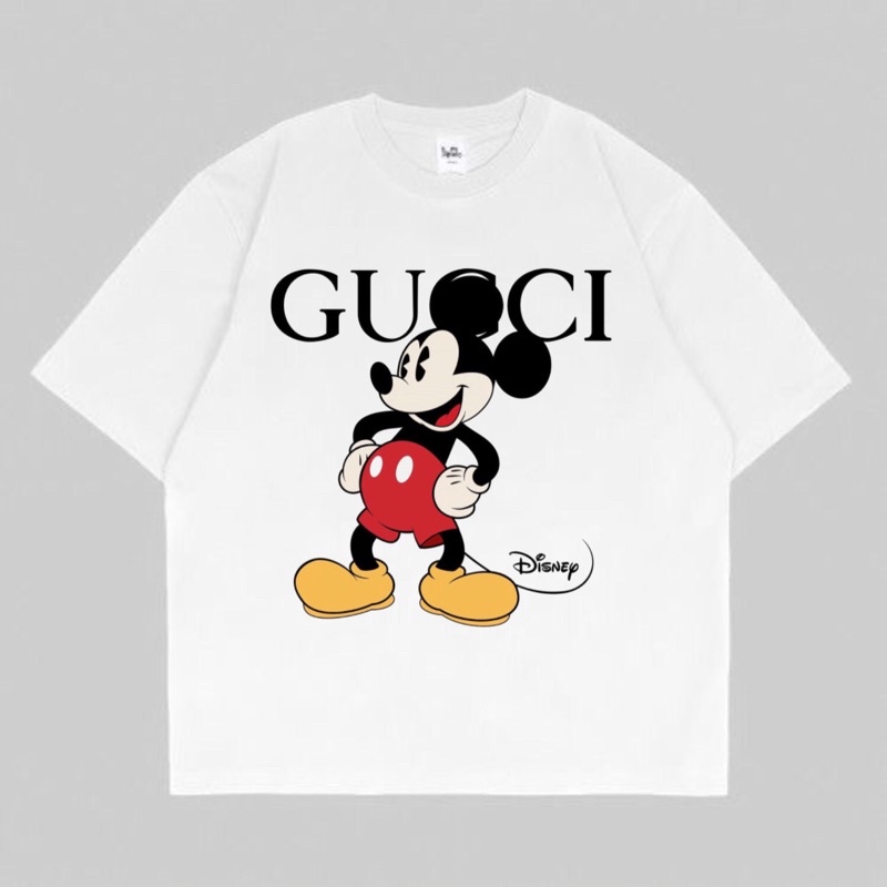 KAOS BAJU GUCCI X MICKEY MOUSE | PREMIUM QUALITY | OVERSIZE | TSHIRT HITAM PRIA WANITA