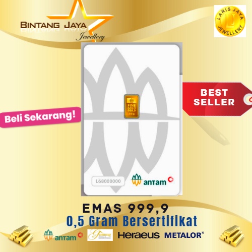 LOGAM MULIA EMAS ANTAM 0.5 GR CERTIEYE PRESS BERSERTIFIKAT TERMURAH