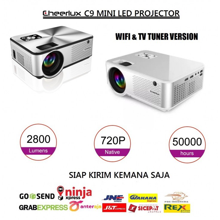 CHEERLUX C9 WiFi TV Tuner - LED Projector 2800 Lumens 1080P