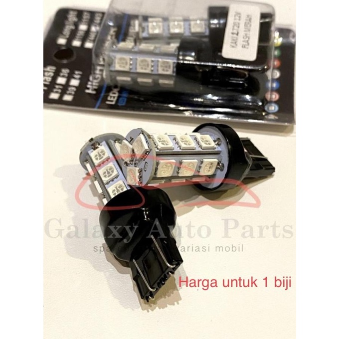 Kualitas terbaik] Lampu rem stop led double T20 tancap 2 kaki kedip flash 12v