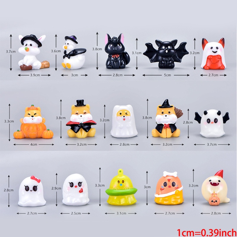 Zzz 20pcs / Set Mainan Miniatur Kartun Peri / Labu / Hantu / Hantu / Lampu Untuk Dekorasi Halloween