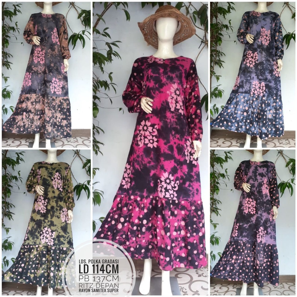 Daster Longdress Polka warna Gradasi Premium By Rummysootd