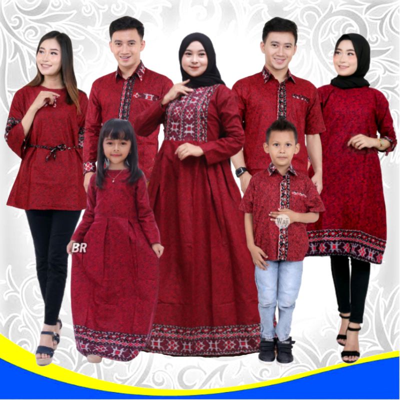 Pusat Grosir Couple Batik Keluarga || Setelan Couple Batik Ayah Ibu Anak Cewek || Batik Sarimbit Motif Mego Abang 6Dk3bjgcOppODyj