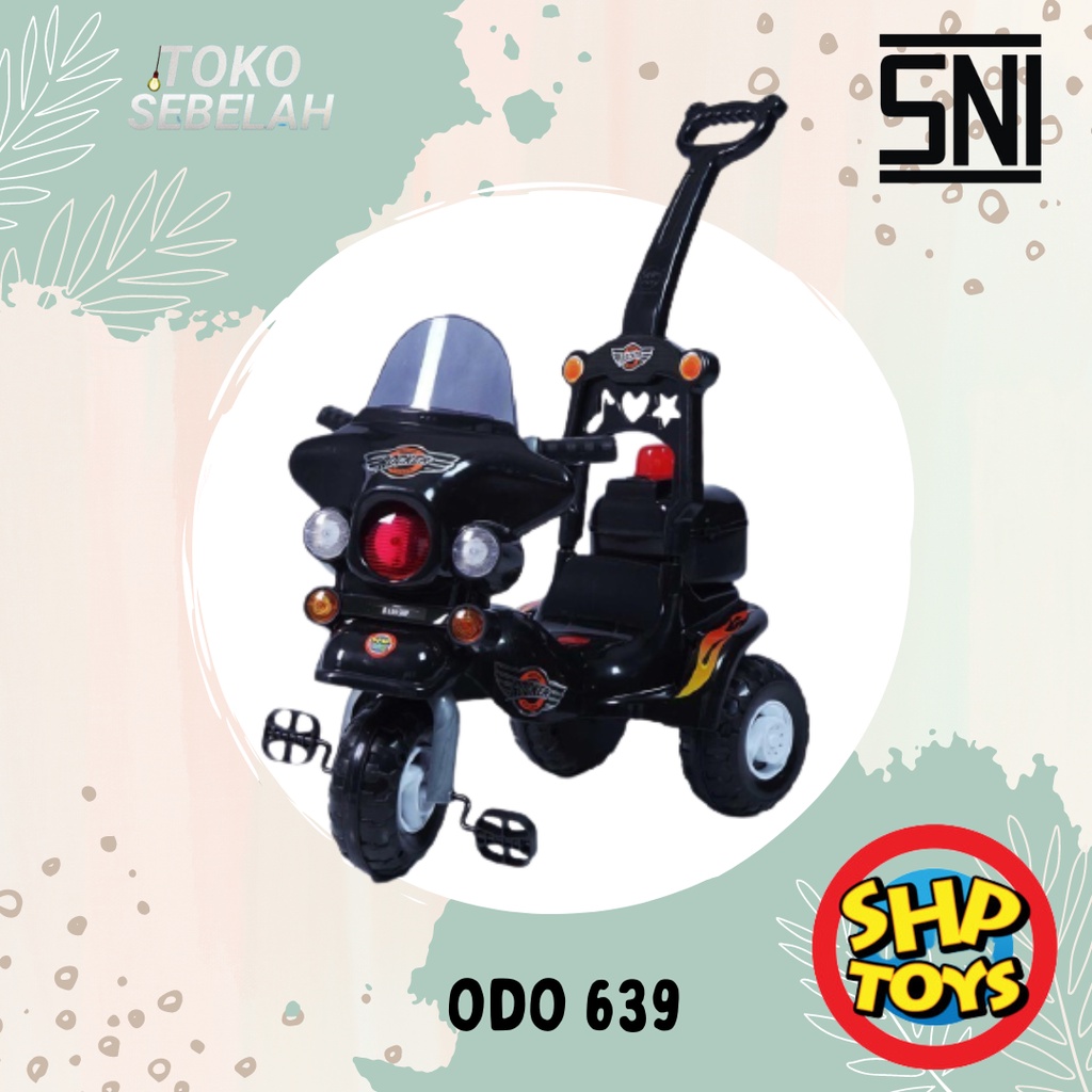 Mainan anak Sepeda Dorong Roda Tiga Tricyle Bike Odo 639 motor hitam