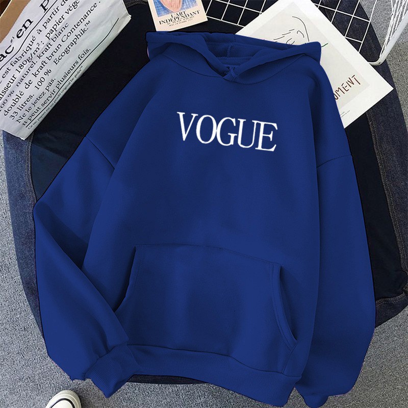 Modis Fashion Sweater Hoodie wanita Lengan Panjang  Babyterry VOGUE -Navy