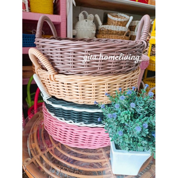 Nampan bulat rotan sintetis