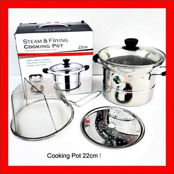 Panci Kentang 3in1 Multi Deep Fryer 22 Cm Panci Goreng Kukus Rebus