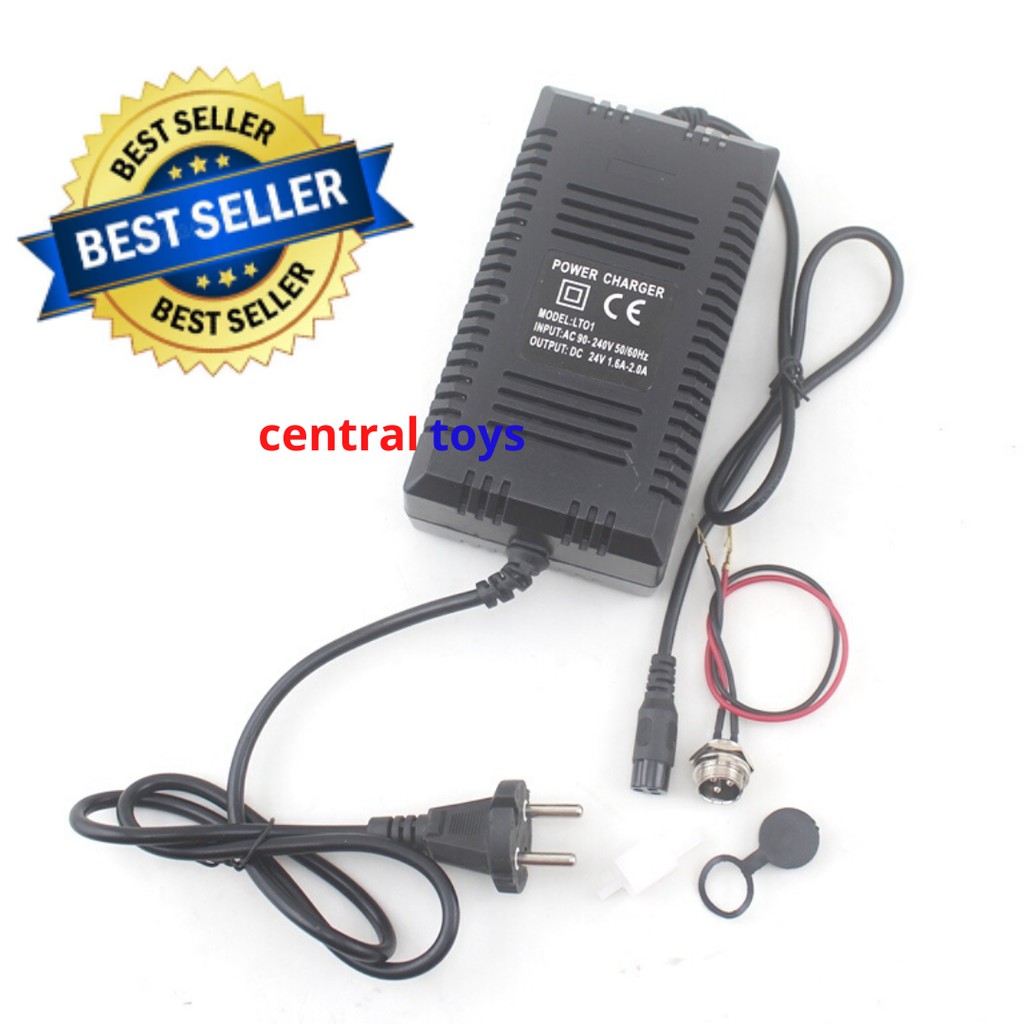 charger aki kering 24V LT01 dan kabel konektor untuk sepeda listrik